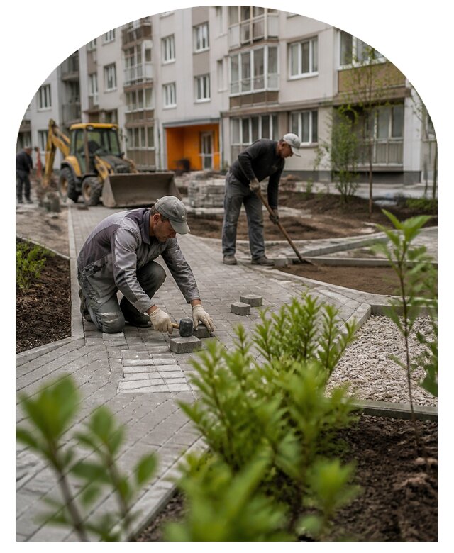 Благоустройство двора многоквартирного дома в Озёрске